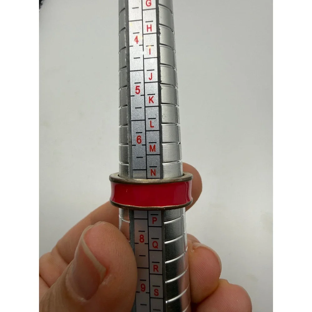 Red Enamel Band Ring Minimalist Stackable Metal Band Size 7